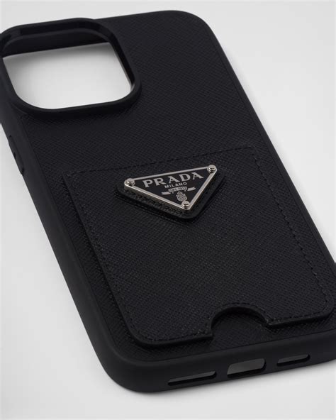 prada phone case iphone 14 pro max|Black Saffiano Leather Cover For Iphone 14 Pro Max .